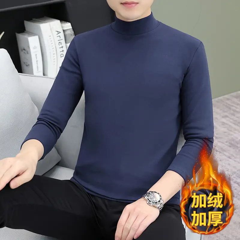 Men's Brown Velvet Long Sleeve T-Shirt with Embroidered Logo - Image 4