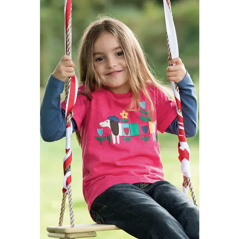 Autumn Winter Kids Long Sleeve T-Shirt Red with Alpaca Design - Image 2