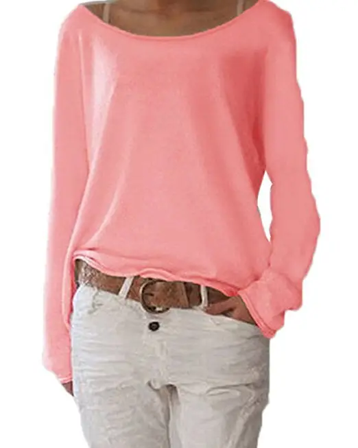 Women's White Long Sleeve Knitted T-Shirt Top — feature 35