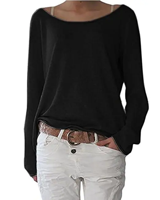 Women's White Long Sleeve Knitted T-Shirt Top — feature 37