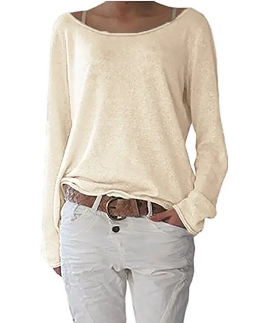 Women's White Long Sleeve Knitted T-Shirt Top - Image 4
