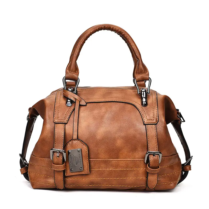 Waxed Leather Boston Women's Shoulder Crossbody Bag - Image 10