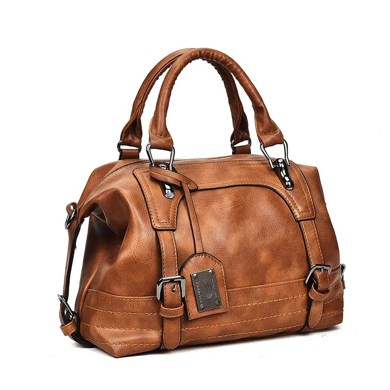 Waxed Leather Boston Women's Shoulder Crossbody Bag - Image 6