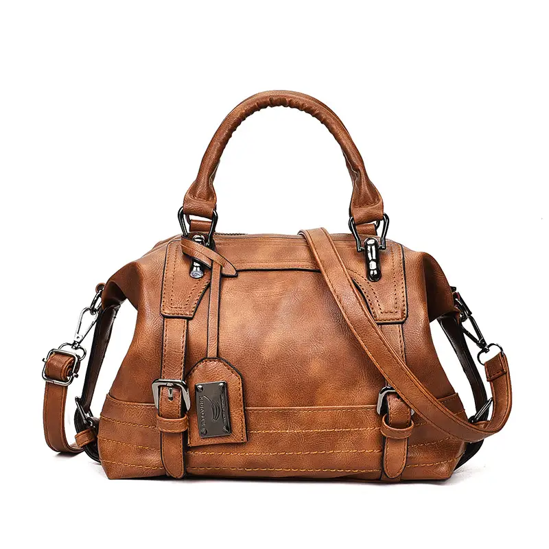 Waxed Leather Boston Women's Shoulder Crossbody Bag - Image 3