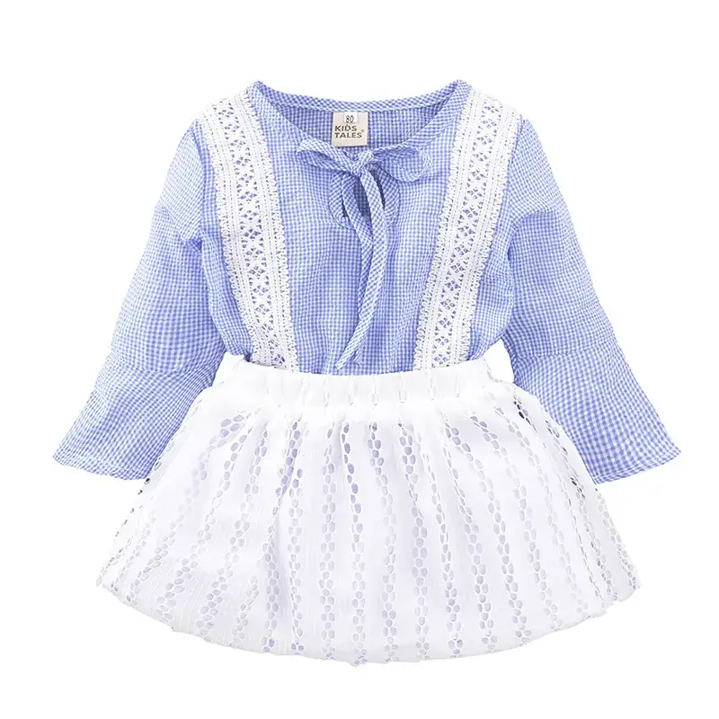 Girls Blue Gingham Top & Skirt Set 2-Piece 2025 - Image 5