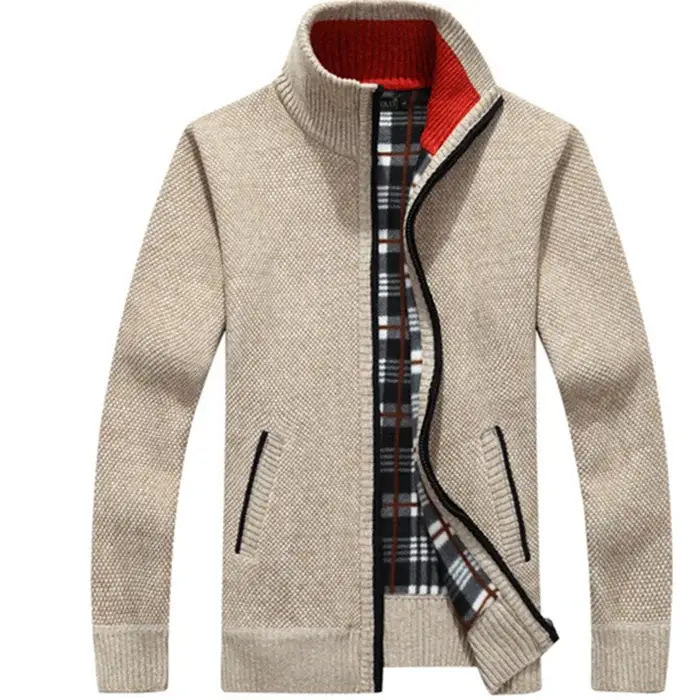 Maroon Fleece Lined Zipper Coat for Men, Durable Warm, Stylish Knitwear — feature 1