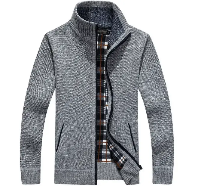Maroon Fleece Lined Zipper Coat for Men, Durable Warm, Stylish Knitwear — feature 3