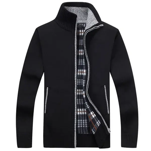 Maroon Fleece Lined Zipper Coat for Men, Durable Warm, Stylish Knitwear — feature 6