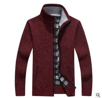 Maroon Fleece Lined Zipper Coat for Men, Durable Warm, Stylish Knitwear — feature 7