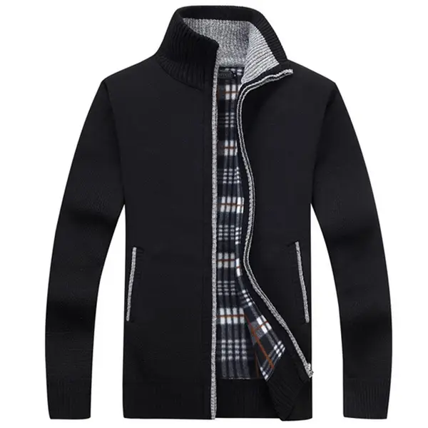 Maroon Fleece Lined Zipper Coat for Men, Durable Warm, Stylish Knitwear