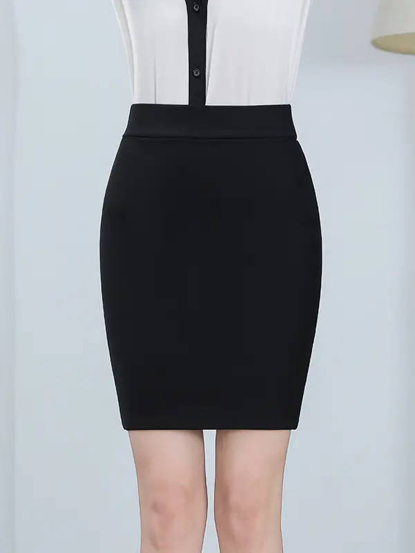 Black High Waist Elastic Hip Skirt Large Size - Image 6