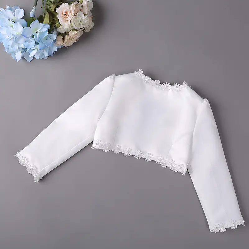 Girls' White Long Sleeve Shawl for Wedding or Daily Wear - Image 4
