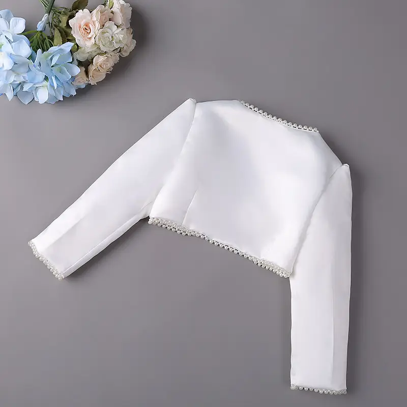 Girls' White Long Sleeve Shawl for Wedding or Daily Wear - Image 5