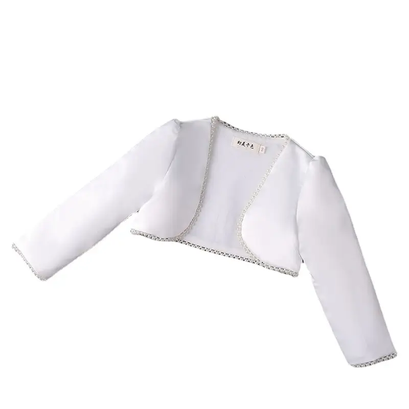 Girls' White Long Sleeve Shawl for Wedding or Daily Wear - Image 6