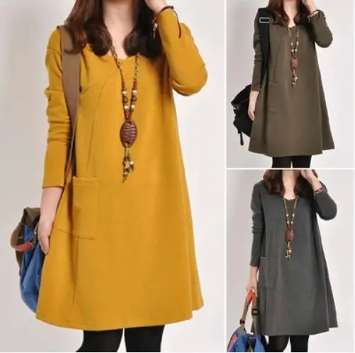 2023 Korean Style Women Loose Skirt Dress Yellow - Image 4