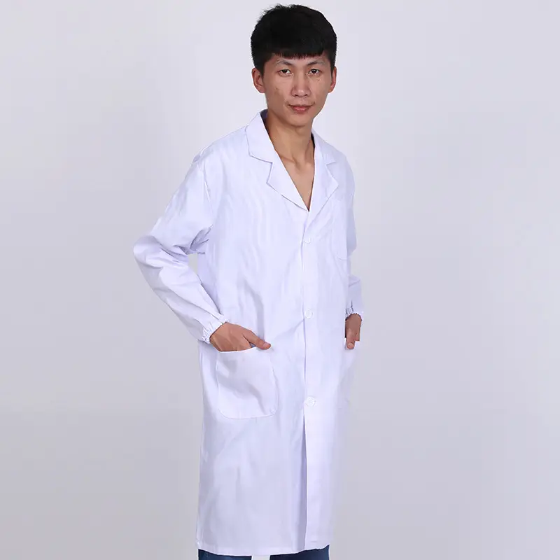 White Long Sleeve Pharmaceutical Workshop Coat - Image 3