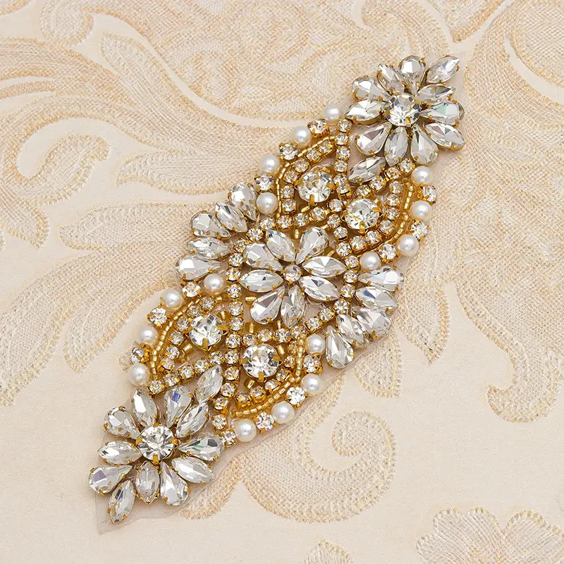 Diamond Embroidered Wedding Accessory with Glue - Image 2