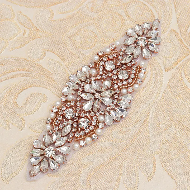 Diamond Embroidered Wedding Accessory with Glue - Image 3