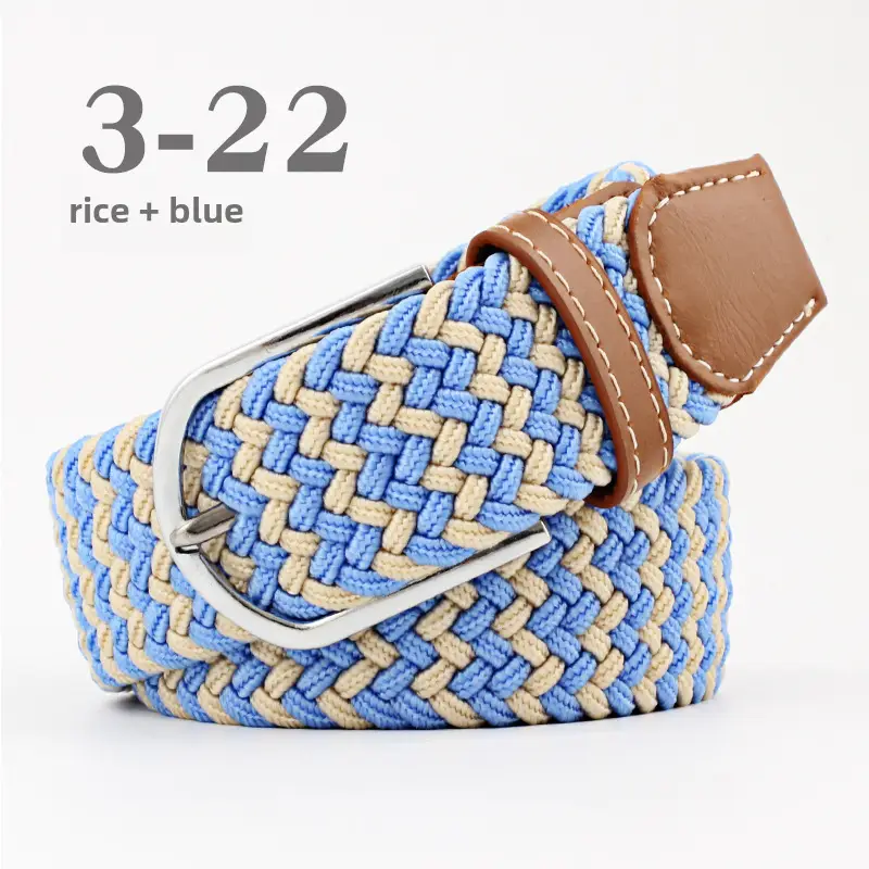 Women's Blue Beige Knitted Belt for Students - Image 15