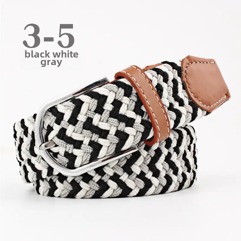 Women's Blue Beige Knitted Belt for Students - Image 36