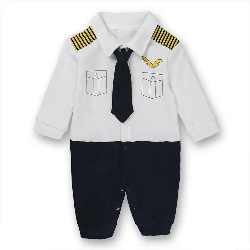 Baby Cotton Suit White Grey Bowtie Long Sleeve - Image 6