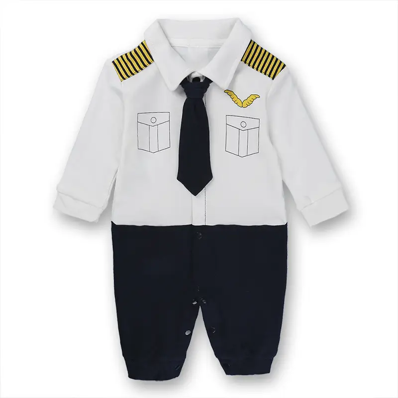 Baby Cotton Moustache Suit Spring Autumn White - Image 7