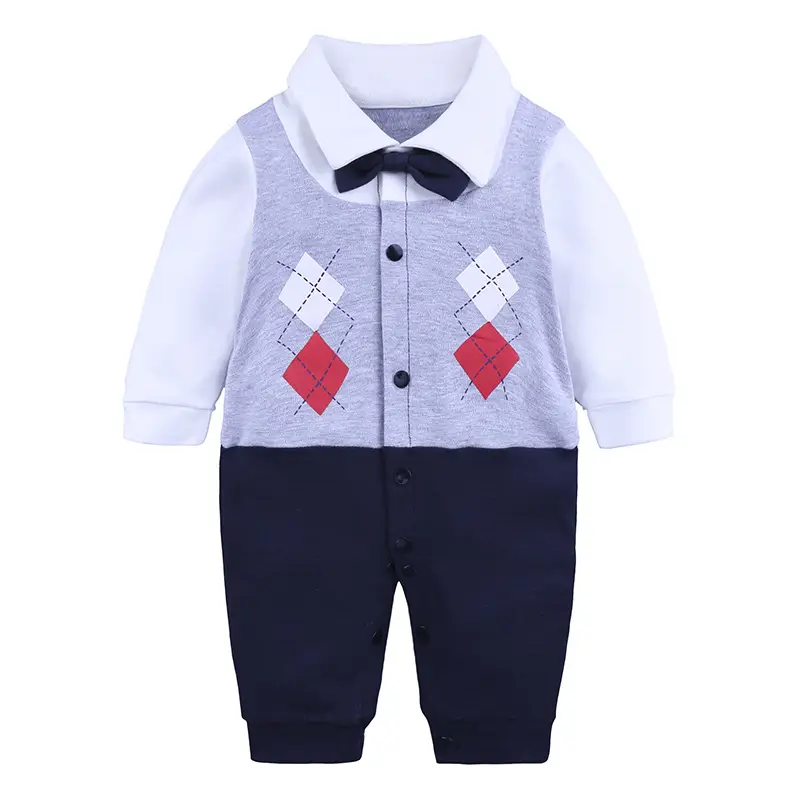Baby Cotton Moustache Suit Spring Autumn White - Image 4