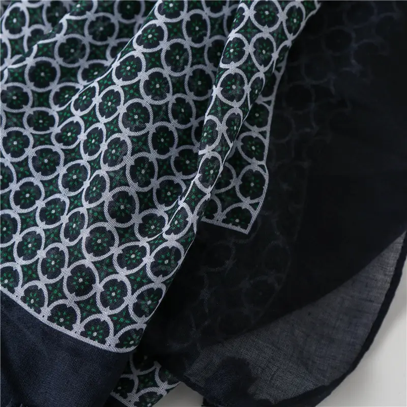 Black Silk Scarf with Green Dot Tassels — feature 20