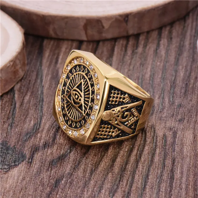 European American Religious Jewelry Rings Wholesale Titanium Steel Angel Devil Eyes Ring - Image 3
