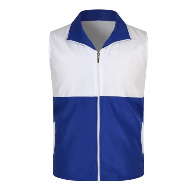 Blue White Full Zip Vest for Men - Image 4