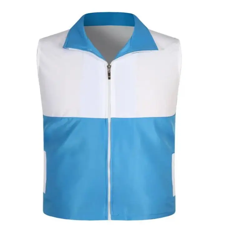Blue White Full Zip Vest for Men - Image 5