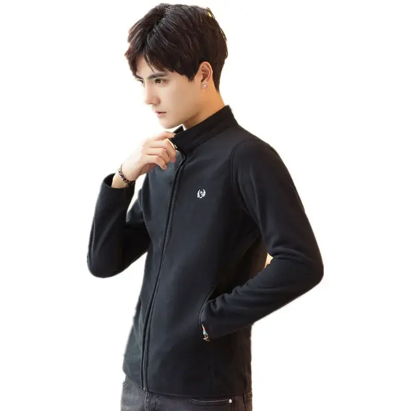 Men's Black Fleece Lined Jacket One Piece Logo - Image 9