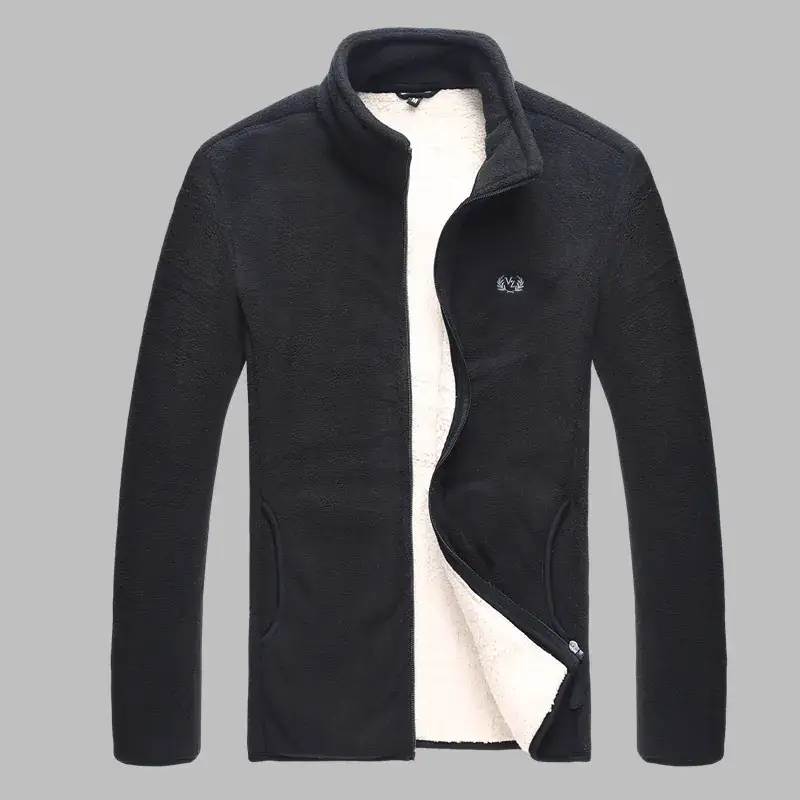 Men's Black Fleece Lined Jacket One Piece Logo - Image 3