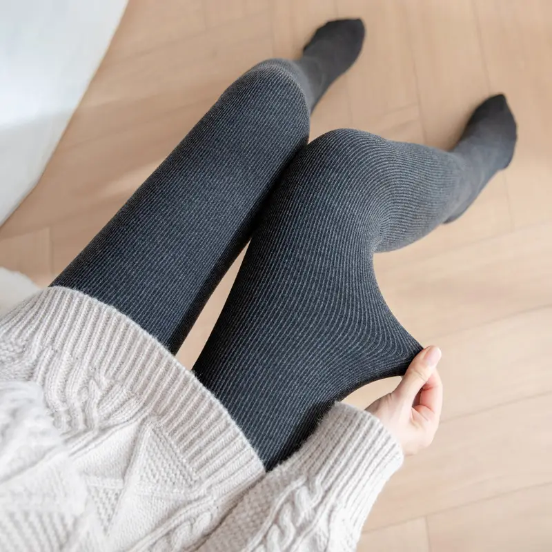 Women Warm Cotton Leggings with Vertical Stripe - Image 2