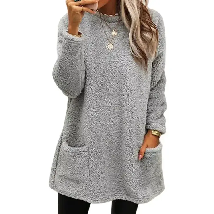 Long Sleeve Flap Pocket T-Shirt Top in Burgundy - Image 2