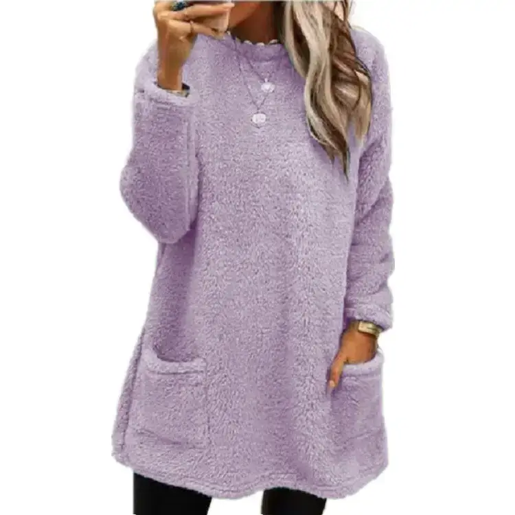 Long Sleeve Flap Pocket T-Shirt Top in Burgundy - Image 9