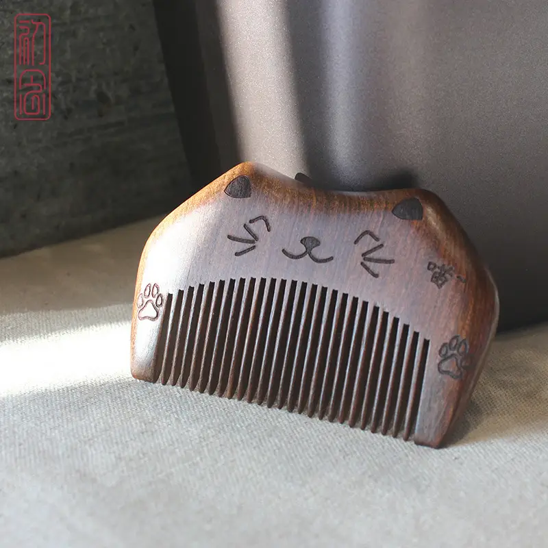 Black Gold Sandalwood Hair Comb 8.5cm - Image 9