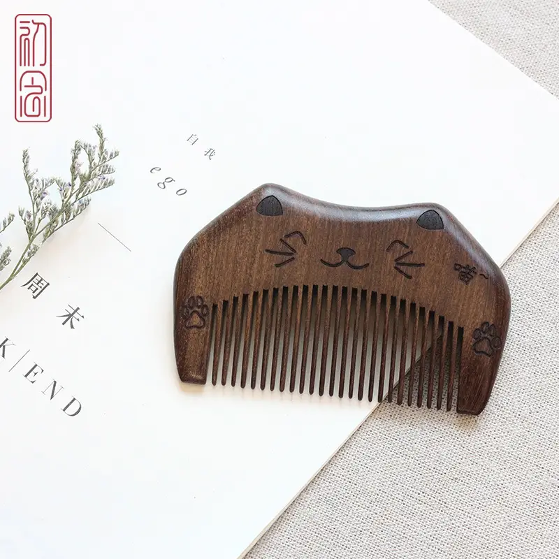 Black Gold Sandalwood Hair Comb 8.5cm - Image 10