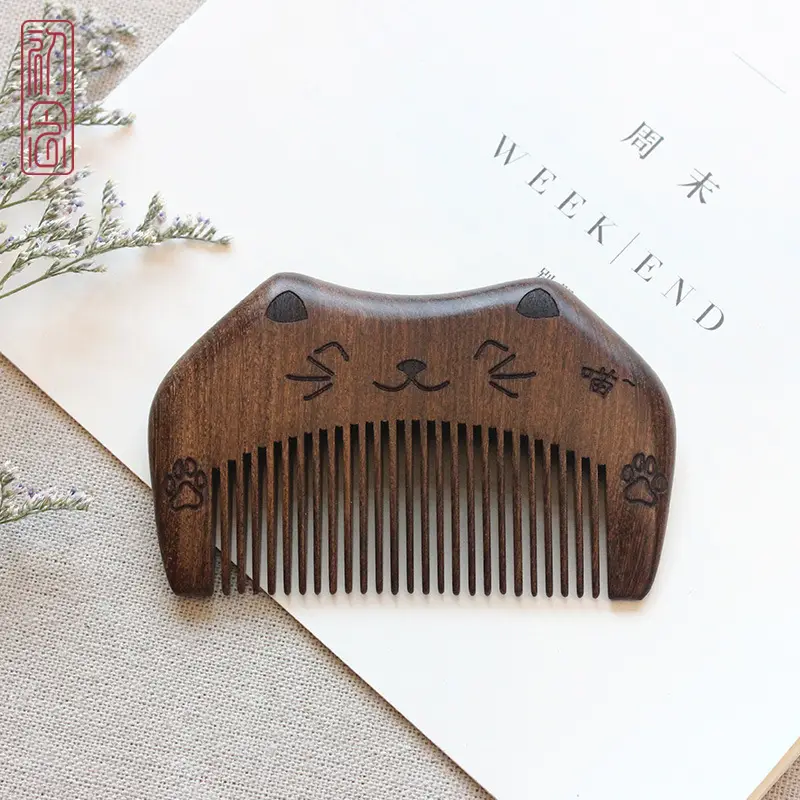 Black Gold Sandalwood Hair Comb 8.5cm - Image 11