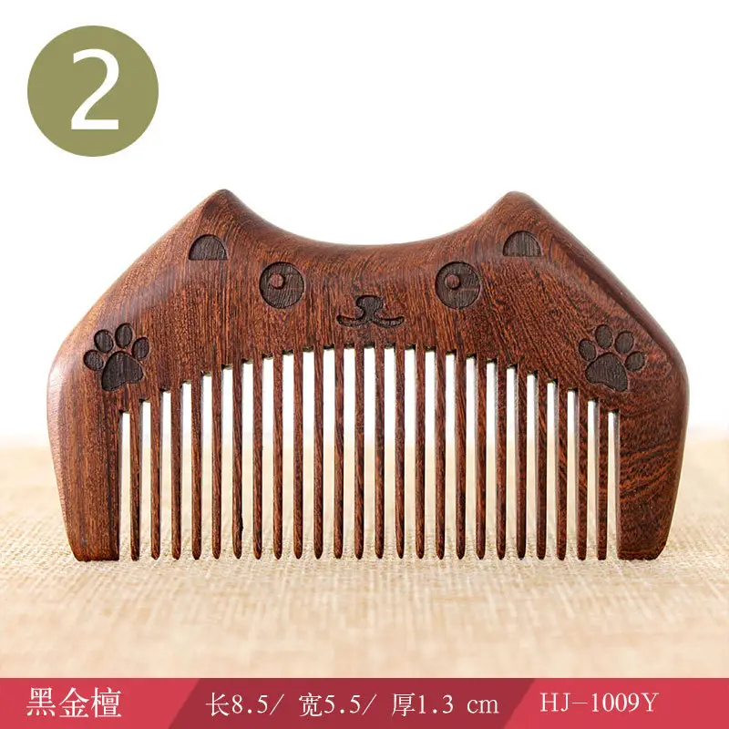 Black Gold Sandalwood Hair Comb 8.5cm - Image 2