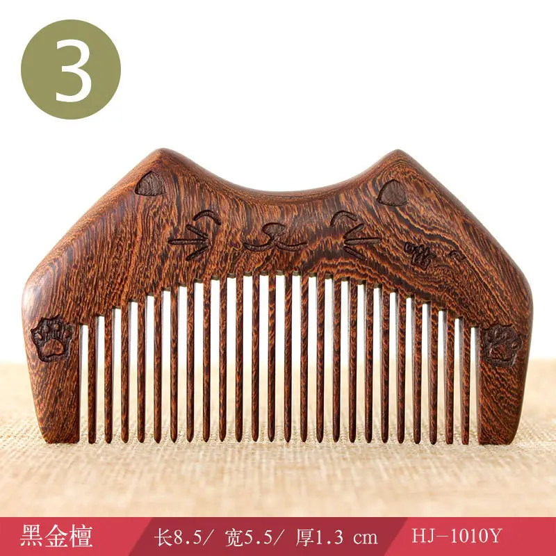 Black Gold Sandalwood Hair Comb 8.5cm - Image 3