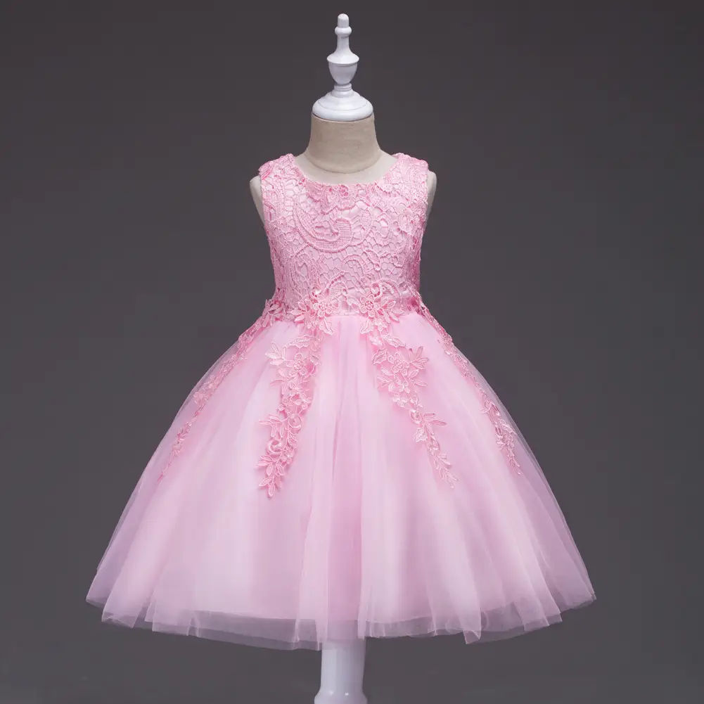 Red Korean Style Lace Princess Dress for Girls - Image 7