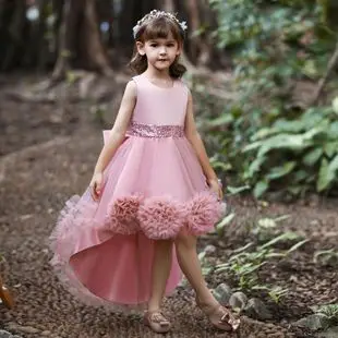 Red Korean Style Lace Princess Dress for Girls — feature 1