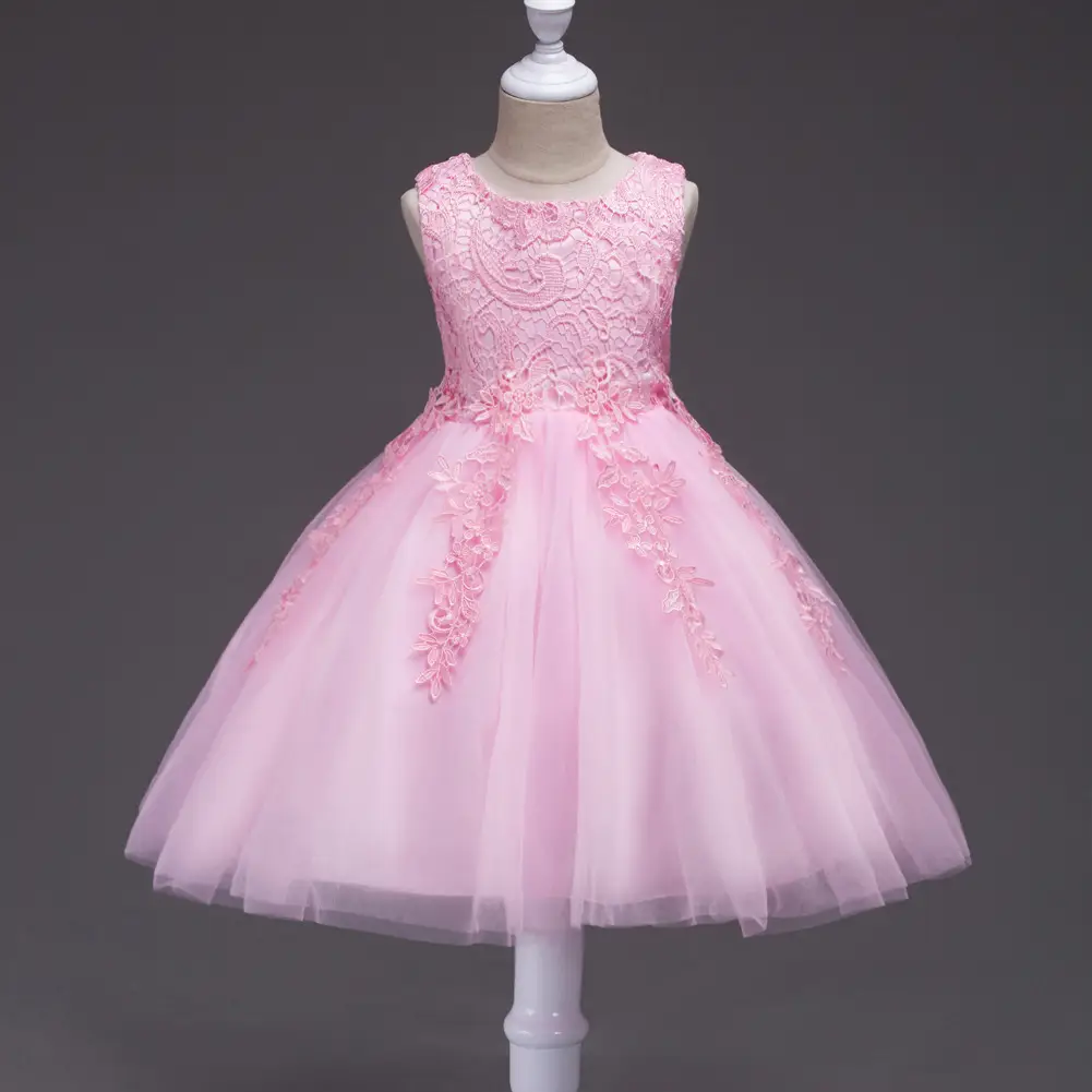 Red Korean Style Lace Princess Dress for Girls - Image 2