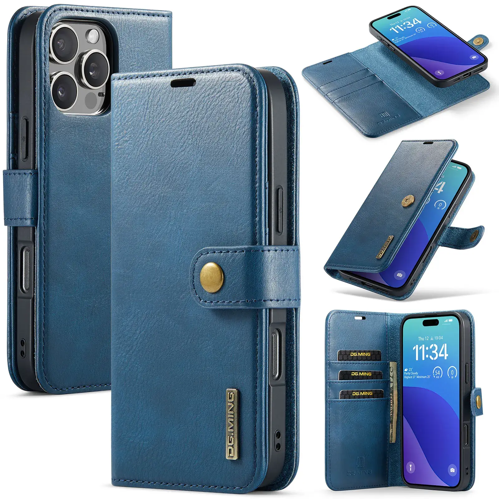 Magnetic Wallet Case for iPhone 16 Pro Max Leather Split Phone Holder - Image 5
