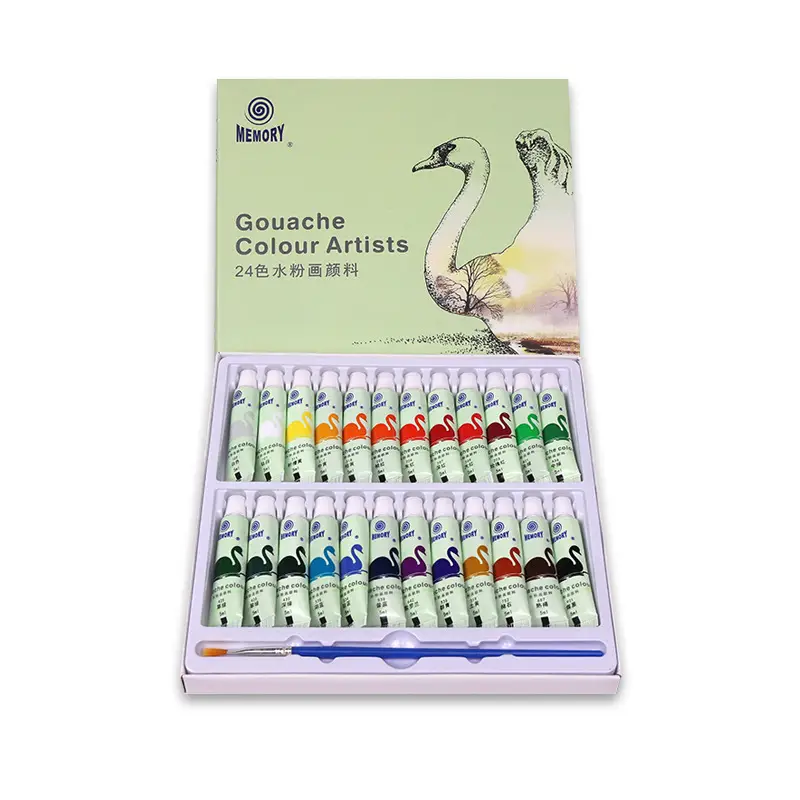 Memories watercolor gouache pigment set 12 24 color 5ml 12ml beginner children painting pigment wholesale