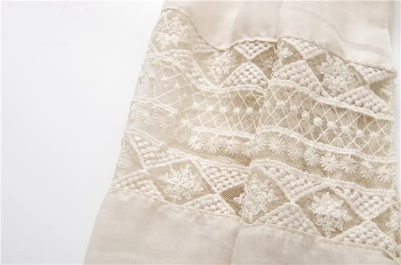 Black Embroidered Silk Scarf with Tassels — feature 17