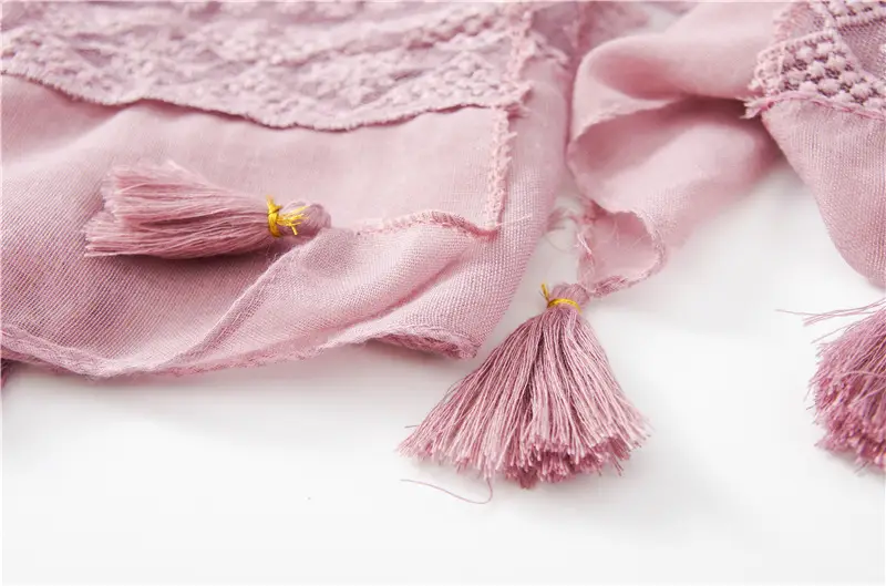 Black Embroidered Silk Scarf with Tassels — feature 22