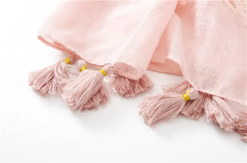 Black Embroidered Silk Scarf with Tassels — feature 36
