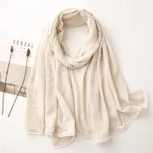 Black Embroidered Silk Scarf with Tassels — feature 4